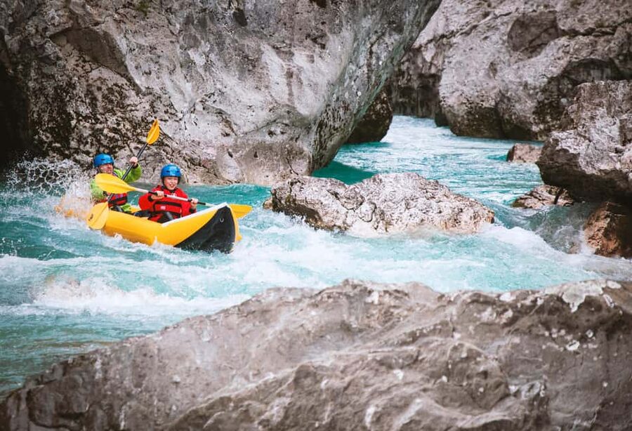 Austria, Salza river "Double Ducky" kayak adventure - Choosing between the two Salza sections