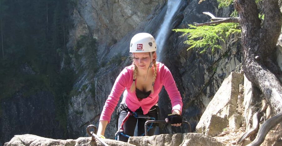Ötztal: Via Ferrata Climbing Tour at Lehner Waterfall - Exposed slabs and the approach to the waterfall