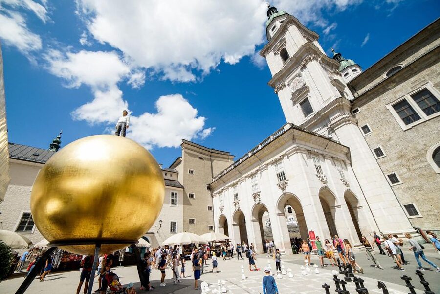 Salzburg: Old Town, Mozart, & Mirabell Gardens Walking Tour - The finish at Kapitelplatz and Hohensalzburg views