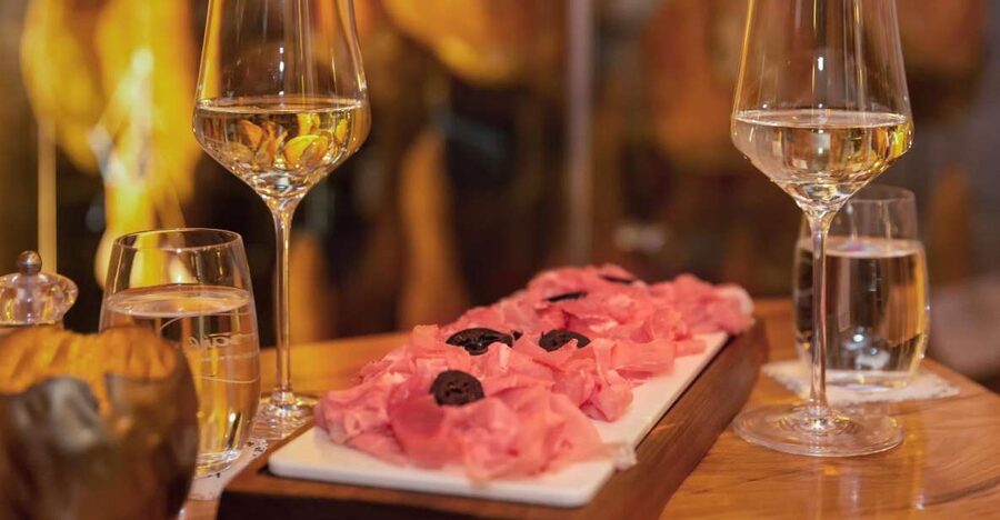 Vienna: Best of Vienna Food Tour - Austrian wine with ham, horseradish, and fresh bread