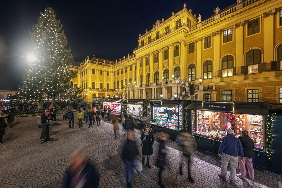 Vienna: Schönbrunn Palace & Christmas Market Walking Tour - Schönbrunn Palace in its Christmas setting